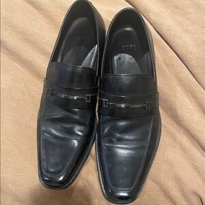 Boss Elegant Black Leather Slip-On Loafers